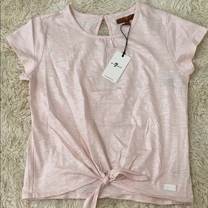 7 FOR ALL MANKIND Girl’s Light Pink Tie Front T-Shirt Size XL NWT